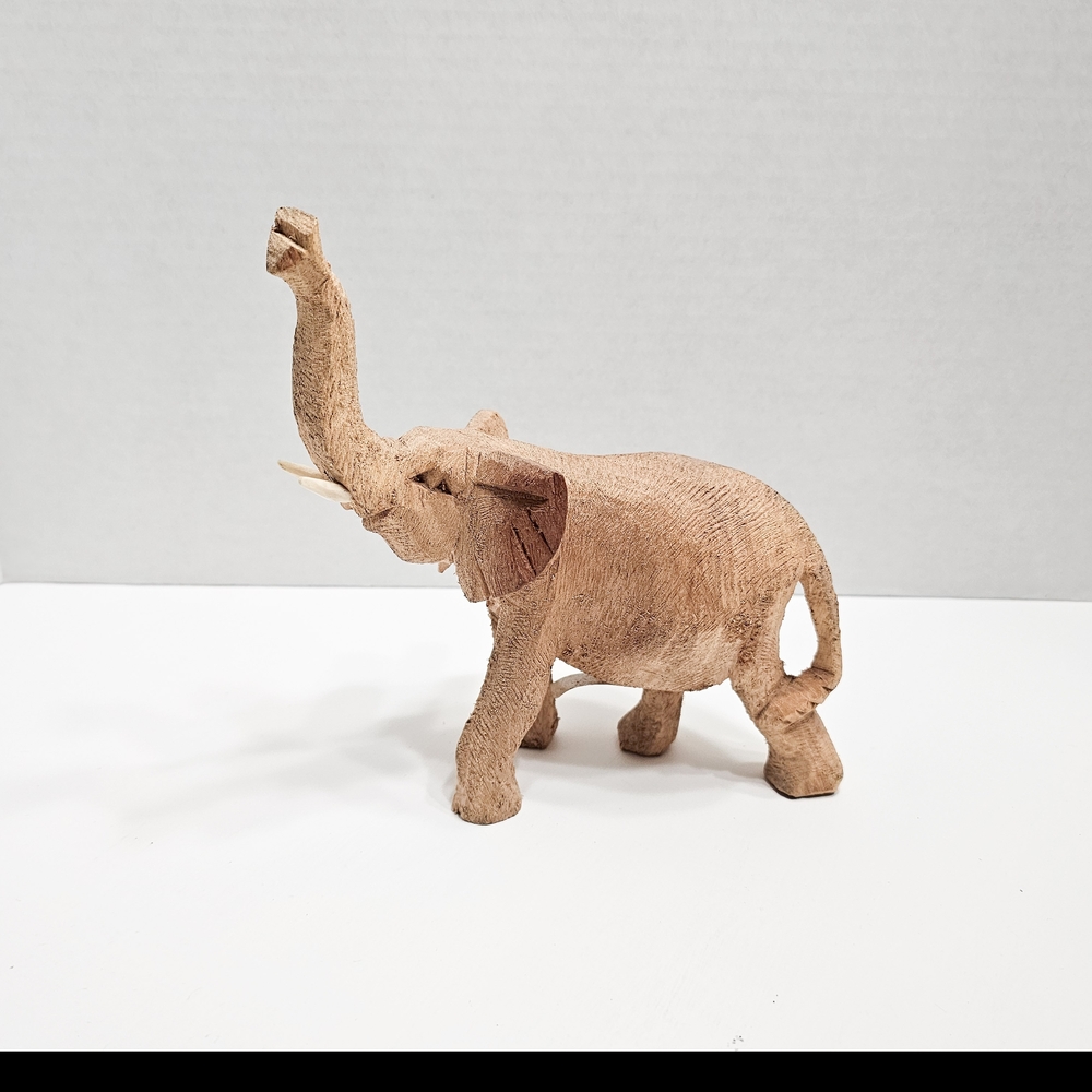 Vintage Handcrafted Wooden Elephant Figurine Handmade In Kenya